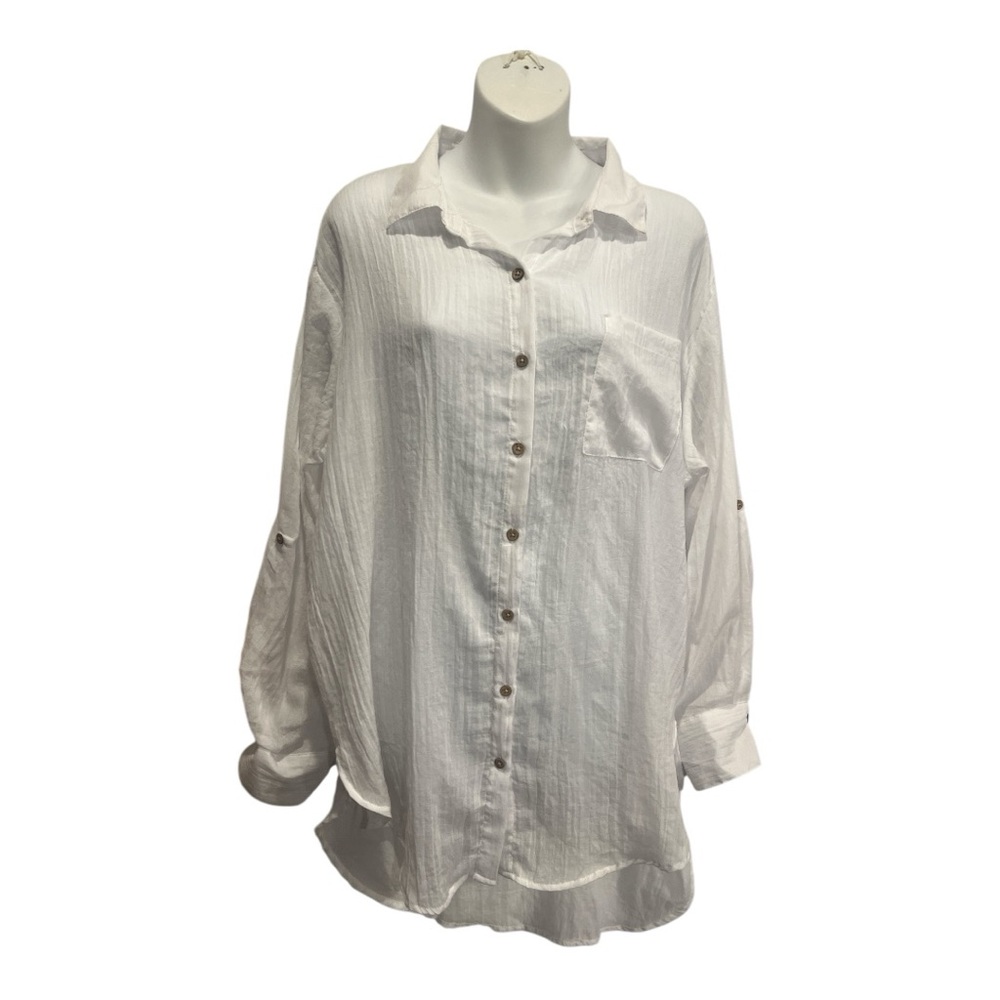 Passport Sheer White Blouse size XL. Tunic